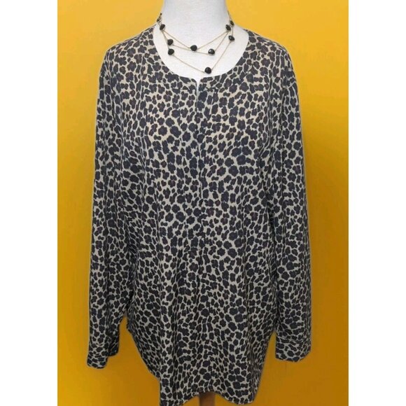 Talbots Women's Top XL Leopard Print Animal Goth Office Cocktail Classy Casual - Picture 1 of 11